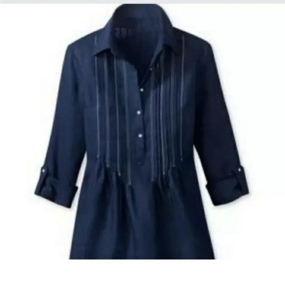 Coldwater Creek womens button 3/4 linen tunic - Picture 1 of 6